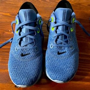 Blue Nike running shoes with React soles